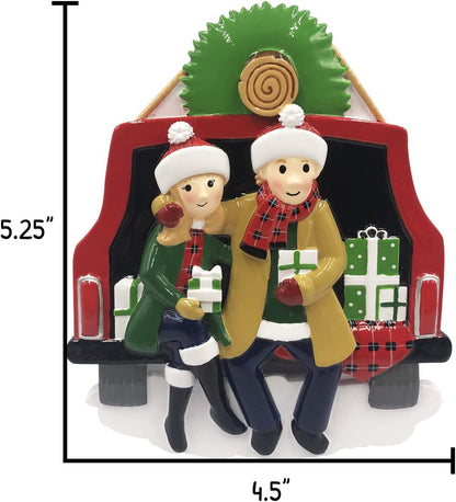 3D Personalized Our First Christmas Ornament 2025 Red Truck Couple Ornaments Tailgate Couples Ornament 2025 Family of 2 Xmas Tree Presents for a Couple Ornaments Couples Unique Gifts