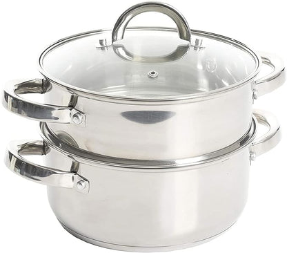 Oster Sangerfield 3.0-Quart Stainless Steel Dutch Oven with Steamer Basket – Durable Kitchen Cookware for Slow Cooking and Steaming