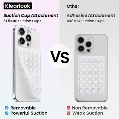 2PCS Silicone Suction Cup Phone Case Mount Double Sided, Hands-Free Phone Accessories Holder for Selfies and Videos, Silicon Sticky Phone Grip for iPhone and Android Transparent&Light Blue