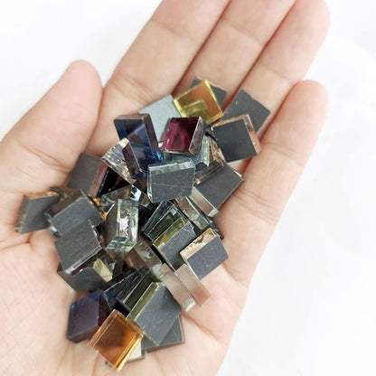 Mollytek Assorted Mirror Mosaic Tile Triangle, Square, Rhombus Shapes Stained Glass Mosaic Tiles for Crafts Mosaic Chips Pieces for Plates,Picture Frames,Flowerpots,Handmade Jewelry -780g/27.51 Ounce