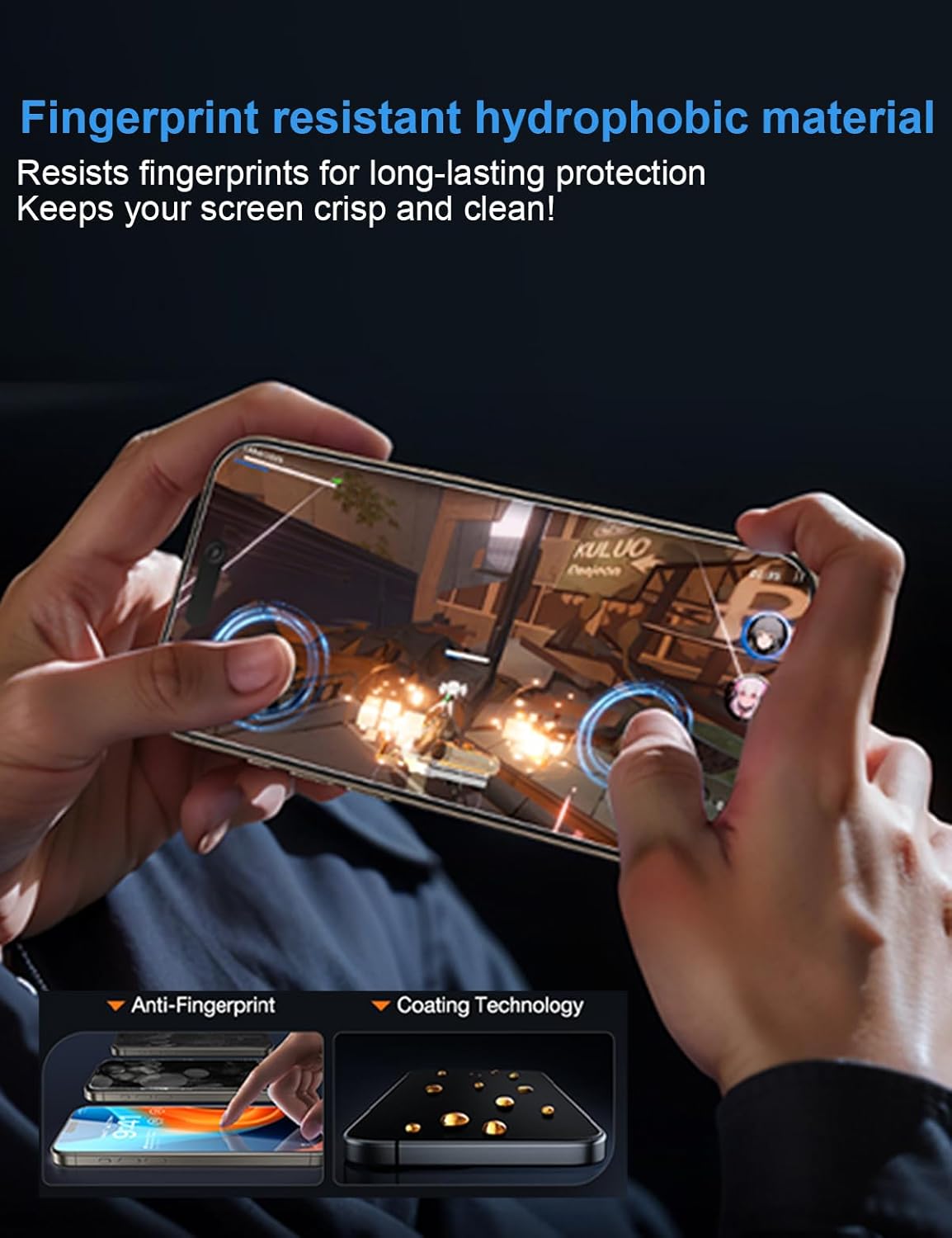 OneFish for iPhone 14 Pro Privacy Screen Protector, 4-Way 360° Anti-Spy Tempered Glass, 9H Hardness, HD Clear, Anti-Fingerprint 3D Curved Edges, Case-Friendly & Easy Installation [2 Pack]