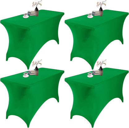 4Pack Spandex Waterproof Table Covers 4ft，Spandex 4ft Waterproof Table Cover for Party,Wedding, Banquet, and Events(Emerald)