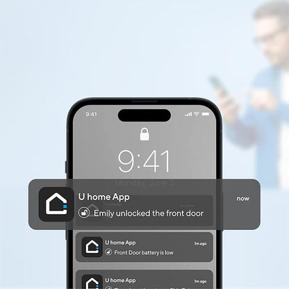 ULTRALOQ Bolt Fingerprint Smart Lock with Handle, 7-in-1 Keyless Entry Door Lock Set, Built-in WiFi Deadbolt, Auto-Lock & Unlock, App Remote Control, Works with Alexa, ANSI Grade 1,Black