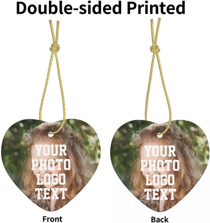 Custom Unique Photo Christmas Ornaments Personalized Family Xmas Tree Ornament with Your Picture and Text 2022 Round Ornament, Decoration Gift (Love)