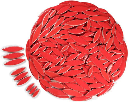 VerzTile Mosaic Tiles for Crafts - Petal Shaped Ceramic Tile Craft Hobbies & Art Projects 39 Color Options Endless Creativity DIY Design (Red)