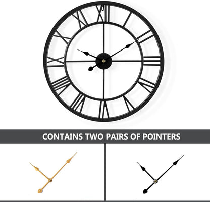 Tatub 16 Inch Large Wall Clock for Living Room Decor, Roman Numeral Modern Round Decorative Metal Large Wall Clock for Bedroom and Kitchen, Silent, Non Ticking, Battery Operated