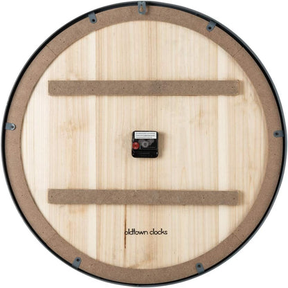 Oldtown Farmhouse Metal & Solid Wood Noiseless Wall Clock (Whitewash, 24-inch)
