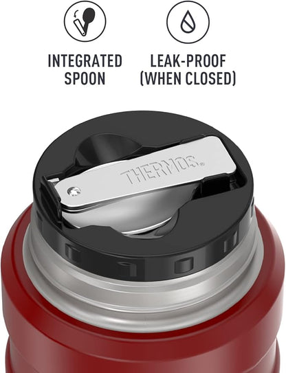 THERMOS Stainless King Vacuum-Insulated Food Jar with Spoon, 16 Ounce, Rustic Red (Pack of 4)