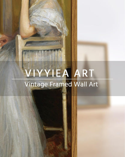 VIYYIEA Framed Canvas Wall Art Home Decor Portrait Art for Living Room Women Reading Pictures Bedroom Bathroom Wall Decor Mid Century Lady Oil Painting Room Decor Vintage Prints Aesthetic 16x24in