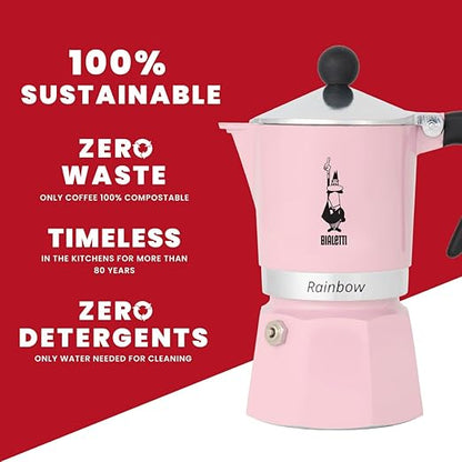 Bialetti Moka Express Rainbow (Pink, 6 Cups)