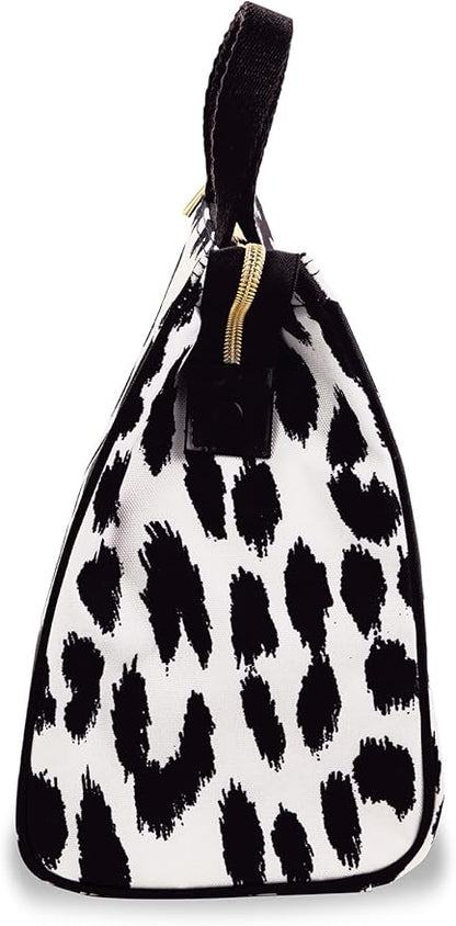 kate spade new york Portable Soft Cooler Lunch Bag, Thermal Tote with Insulated Interior Lining and Storage Pocket, Lunch Tote for Women, Modern Leopard