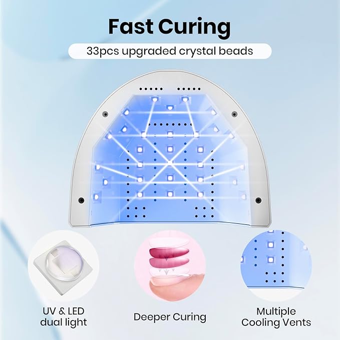 Beetles UV Nail Lamp - LED Nail Lamp with 3 Timer 30/60/120s UV Light for Gel Nails Smart Sensor Nails Dryer for Fast Curing Gel Polish Top Coat and Base Coat, DIY Salon Manicure Art Tools, White