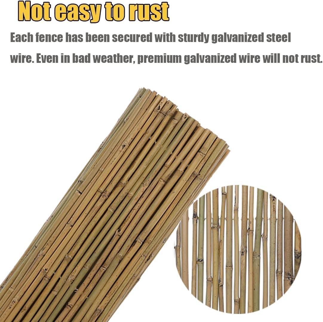 3Ft High x 8Ft Long x 0.7In D Bamboo Screen, Natural Bamboo Fence Rolls, Eco-Friendly Fencing for Outdoor Balcony Patio Garden Border Pool