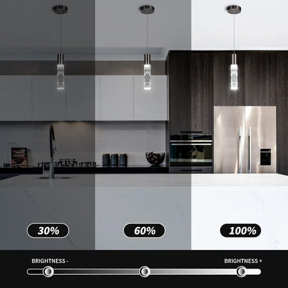 OKELI Modern Pendant Lights, LED Bubble Crystal Kitchen Island Lights Fixtures, Black Mini Single Pendant Lighting for Kitchen Island Bar,6W,6000K, ETL,3Pack
