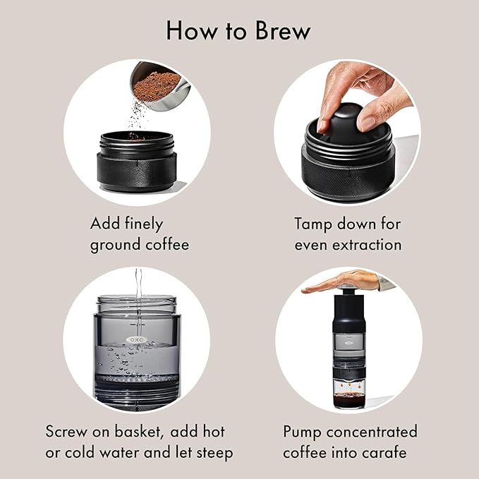 OXO Brew Rapid Brewer - Portable Coffee Maker,Fast Manual Hot & Cold Brew,Small Handheld Brewer,Compact Travel Coffee Maker,(Pack of 4)