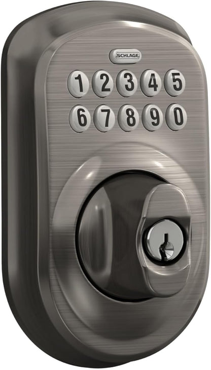 SCHLAGE BE365 PLY 620 Plymouth Keypad Deadbolt, Antique Pewter