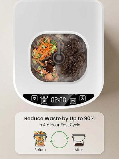 4.2L Electric Composter for Indoor Kitchen, Smart Food Waste Recycler, Turns Garbage to Compost in 4-6 Hours, Odorless Countertop Disposal with 900ML Carbon Filter & Self-Cleaning