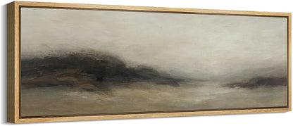 MUDECOR Large Framed Canvas Print Wall Art Foggy Mountain Horizon Landscape Neutral Tones Abstract Illustrations Decorative Colorful for Bedroom - 60"x20"