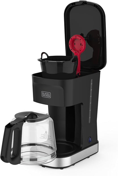 BLACK+DECKER CAFÉCRAFT 12-Cup Coffee Maker, One-Switch Drip Coffeemaker with Vortex Showerhead Technology, Sneak-A-Cup, Keep Warm Function, Stainless Steel