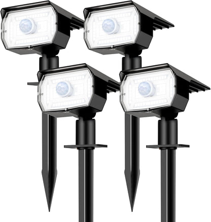 nipify Solar Lights Outdoor Waterproof, Motion Sensor Spot Lights- 4 Pack/56 LED/3 Modes Solar Powered Spotlights 2-in-1 Auto On/Off Landscape Lighting for Outside Yard Wall Garden, Cool White