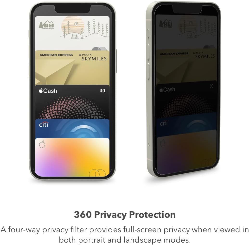 ZAGG InvisibleShield Glass Elite Privacy 360 Screen Protector for Apple iPhone 14 Pro Max - Four-Way Privacy Filter, 5X Stronger, Anti-Fingerprint Technology, EZ Apply Install