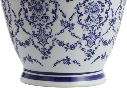 JONATHAN Y 26.25" Blue/White Chinoiserie Ceramic Table Lamp, Traditional Asian-Inspired Urn Lamp for Living Room Bedroom, White Linen Shade, LED Bulb Included JYL8023A