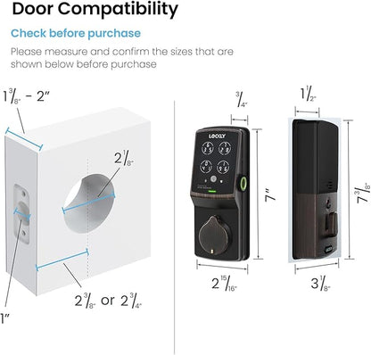 Lockly Secure Plus, Keyless Entry Door Lock, Smart Locks for Front Door, Smart Lock Deadbolt, PIN Genie® Keypad, 3D Biometric Fingerprint Sensor, Auto Lock Smart Door Lock