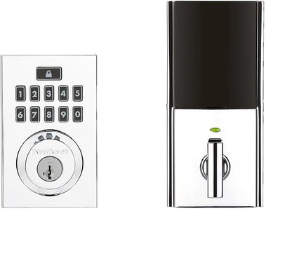 Kwikset 914 Contemporary Keypad SmartCode Electronic Deadbolt Smart Lock featuring SmartKey Security and ZigBee 3.0 Technology in Polished Chrome