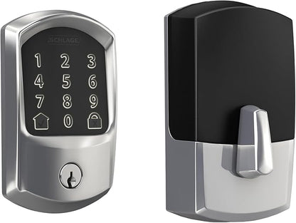 Schlage Encode Smart WiFi Deadbolt Lock for Front Door - Keyless Entry with App or Touchscreen - Works with Alexa, Hey Google, & Airbnb - Create Codes for Guests - Bright Chrome