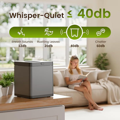 TOPZEE Electric Composter for Kitchen|3L Kitchen Compost Bin Countertop Odorless|Food Composter Auto-Cleaning, Dark Gray