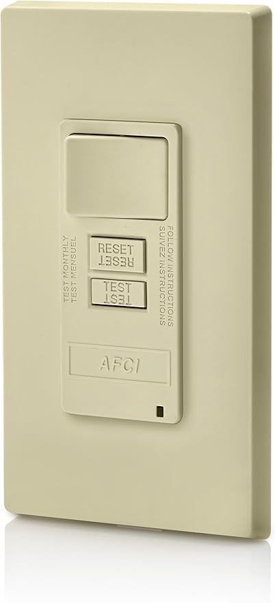 Leviton Combination, 15 Amp, Self Test, LED Indicator Light, AFSW1-I, AFCI/Switch, Ivory