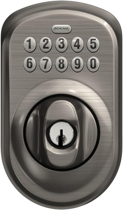 SCHLAGE BE365 PLY 620 Plymouth Keypad Deadbolt, Antique Pewter
