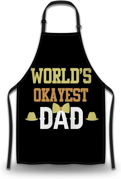 Baking Apron for Women World’s Okayest Dad Mans Aprons for Cooking Funny for Kitchen Cooking Restaurant BBQ Painting Crafting 27” (W) x 31” (H), Waterproof Aprons