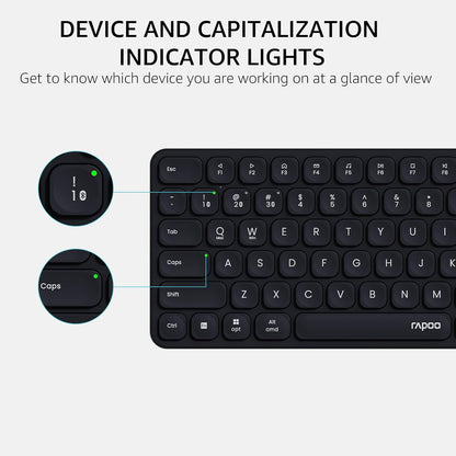 Rapoo 9360M Wireless Keyboard and Mouse Combo, Blade-Series E9310M 99-Key Ultra-Thin Keyboard and M300G Silent Mouse, Support 4 Devices, Quiet, Compact, Battery Powered, for Windows/Mac/Linux/Chrome