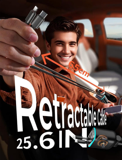 Retractable Car Charger 90W USB C Car Charger Adapter Fast Charging, Gift for Men, Car Accessories