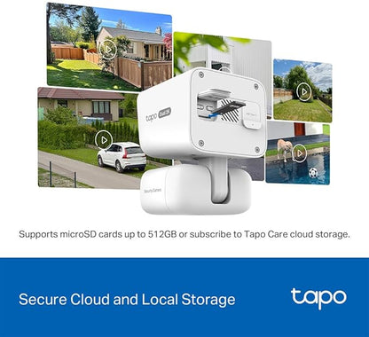 Tapo 2K Dual Lens Pan/Tilt Security Battery Camera Wireless w/Solar Panel, 165° Wide-Angle + 6mm Telephoto, Free Person/Vehicle Detection, 360° Pan, SD/Cloud Storage, Works w/Alexa & Google, C645D KIT