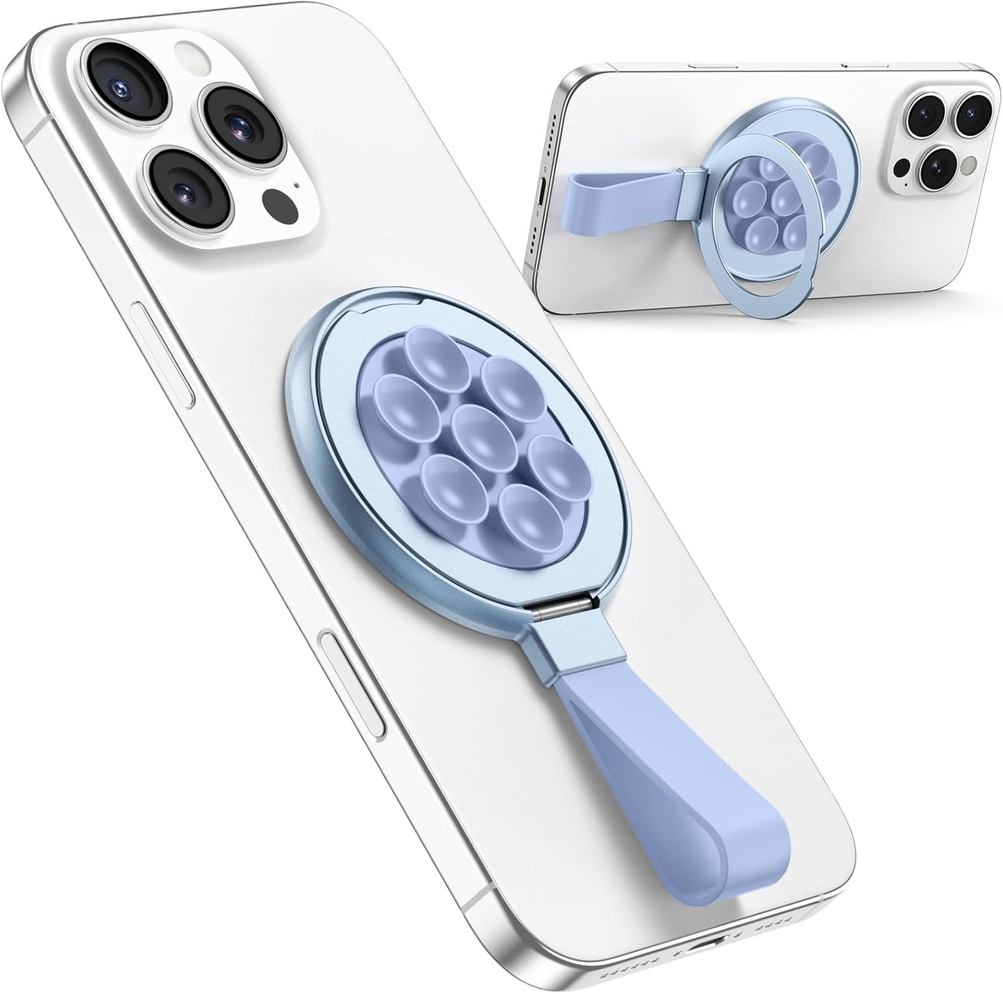 TAURI for Magsafe Suction Phone Grip - Universal Magnetic Suction Grip, 360° Rotating Hands-Free Holder, Silicone Suction Grip for iPhone 16 Pro Max/15/Android/S25,Blue