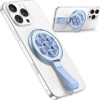 TAURI for Magsafe Suction Phone Grip - Universal Magnetic Suction Grip, 360° Rotating Hands-Free Holder, Silicone Suction Grip for iPhone 16 Pro Max/15/Android/S25,Blue