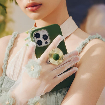 PopSockets Phone Grip for MagSafe with Kickstand, Magnetic Stand, Swappable Top, Secure Hold for iPhone MagSafe Cases, Phone & Tablet Grip, Cute PopSockets - Gem Brooch Jade