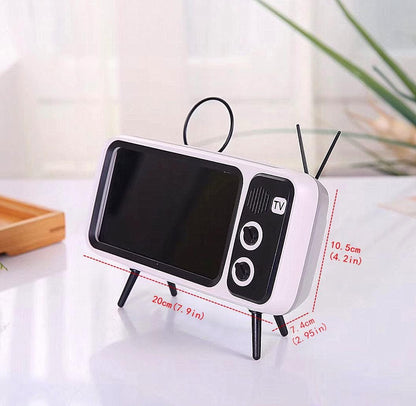 TV Speaker Phone Holder Style Mobile Phone Holder with Speaker Suitable for Smartphones Under 6.5 inches for Men Mens Husband Tester (Front Black and Back Gray)