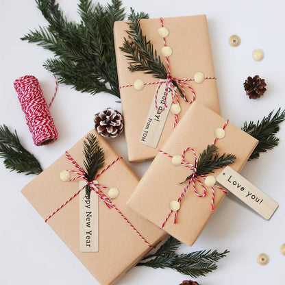 20pcs Wooden Tags with Holes & 50pcs DIY Craft Beads for Wooden Blank Hanging Tags Ornaments with Ropes - Wedding & Birthday Party Decoration