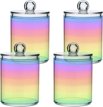 Rainbow Pastel 2PC Airtight Transparent Plastic Storage Jar Food Storage Container Plastic for Food Herbs Tea etc with Storage Lid easy to use and clean With lid Easy To Use