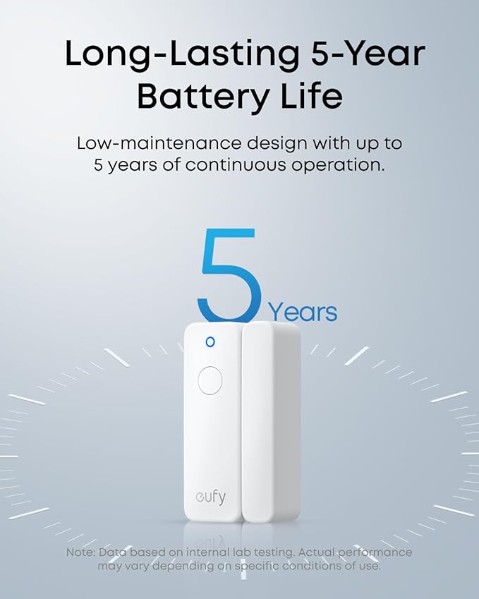 eufy Entry Sensor E20, Dual-Side Detection, Convenient Bypass Button, Extended Battery Life, Long Communication Range, Requires HomeBase 2, 3, Mini, or Pro