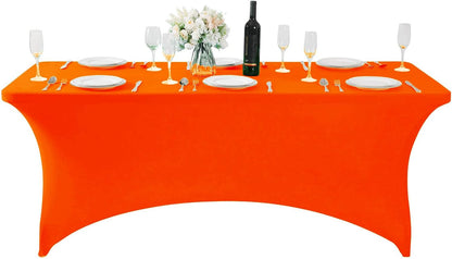Spandex Table Cover for 6Ft or 4fT or 8ft Table Universal Fitted Stretch Tablecloth for Party, Banquet, Wedding and Events-Neon Orange