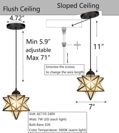 Modern Glass Pendant Lights Dining Room Chandeliers Lighting for Kitchen Island Light Fixture Hanging Light with Warm Light Bulb