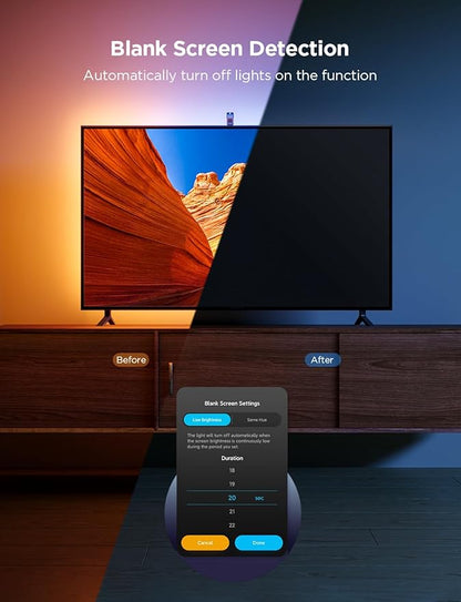 Govee TV Backlight 3 Lite with Fish-Eye Correction Function Sync to 75-85 Inch TVs, 16.4ft RGBICW Wi-Fi LED Strip Lights with Camera, 4 Colors in 1 Lamp Bead, Voice and APP Control, Adapter