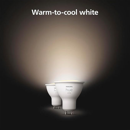PHILIPS Hue Smart 60W GU10 LED Bulb, White Light, 2 Pack, 450LM, Indoor Light Bulbs, Control with Hue App, Compatible with Alexa, Google Assistant and Apple HomeKit