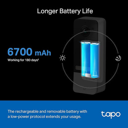 Tapo TP-Link Smart Video Doorbell Camera, Chime Included, 2K 5MP, Color Night Vision, 2-Way Audio, Free AI Detection, Cloud/SD Card Storage, Works w/Alexa & Google Home, D230S1