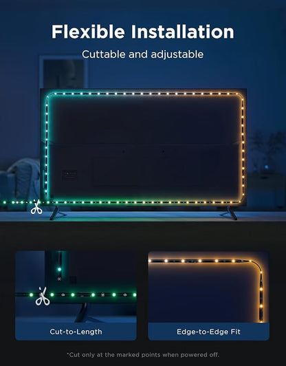 Govee TV LED Backlight 2, 18.4ft Cuttable TV Lights for 32-86 Inch TVs, Color Changing RGBWIC LED Strips Lights with 210+ Scene Modes & Music Sync, Smart APP and Voice Control, Easy Install