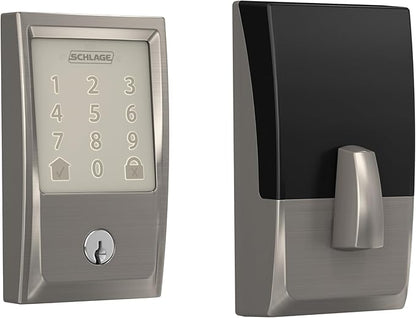 Schlage Encode Smart WiFi Deadbolt Lock for Front Door - Keyless Entry with App or Touchscreen - Works with Alexa, Hey Google, & Airbnb - Create Codes for Guests - Satin Nickel